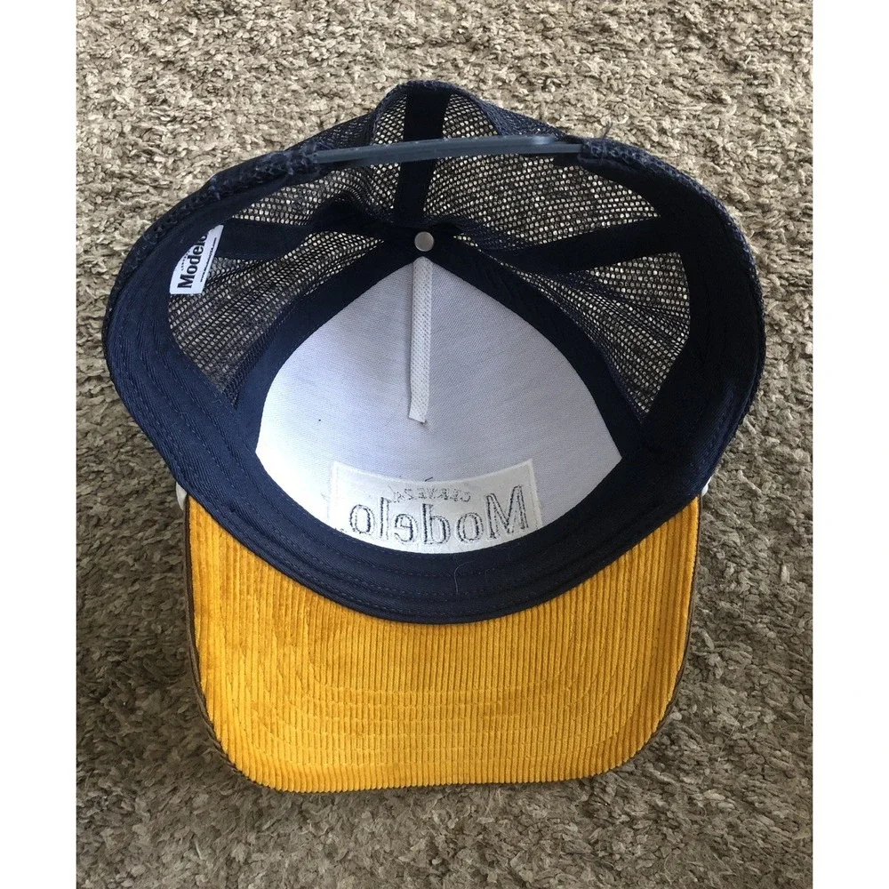 Modelo Cerveza Snapback Hat Corduroy Rop Cap Brown/Blue Trucker NWOT